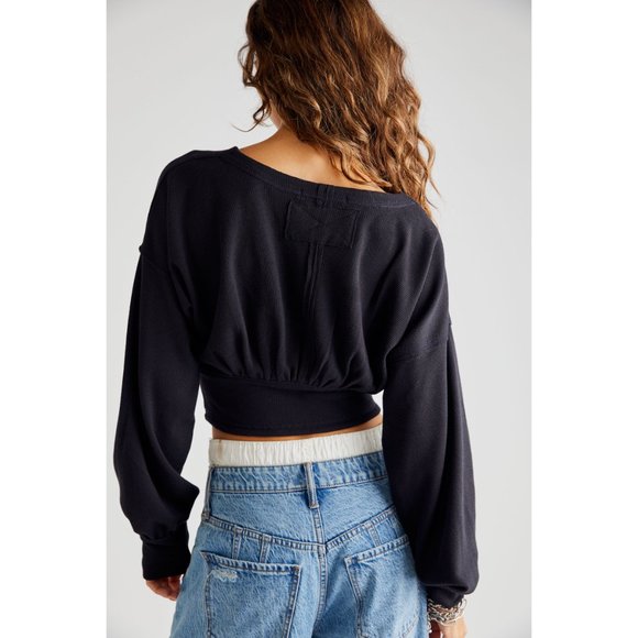 Free People Black Long Sleeve Top - Picture 2 of 4